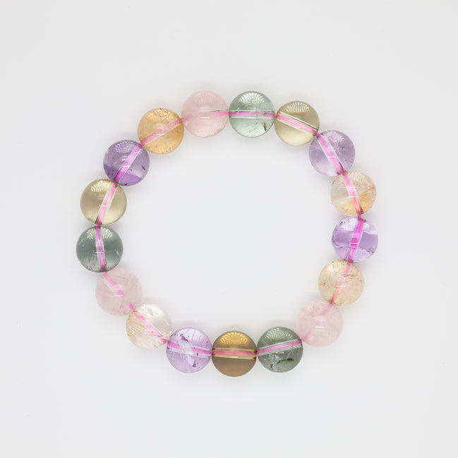 Mystic Harmony Round Shape | 5 Mixed Stone Energy Bracelet | 12mm Beads