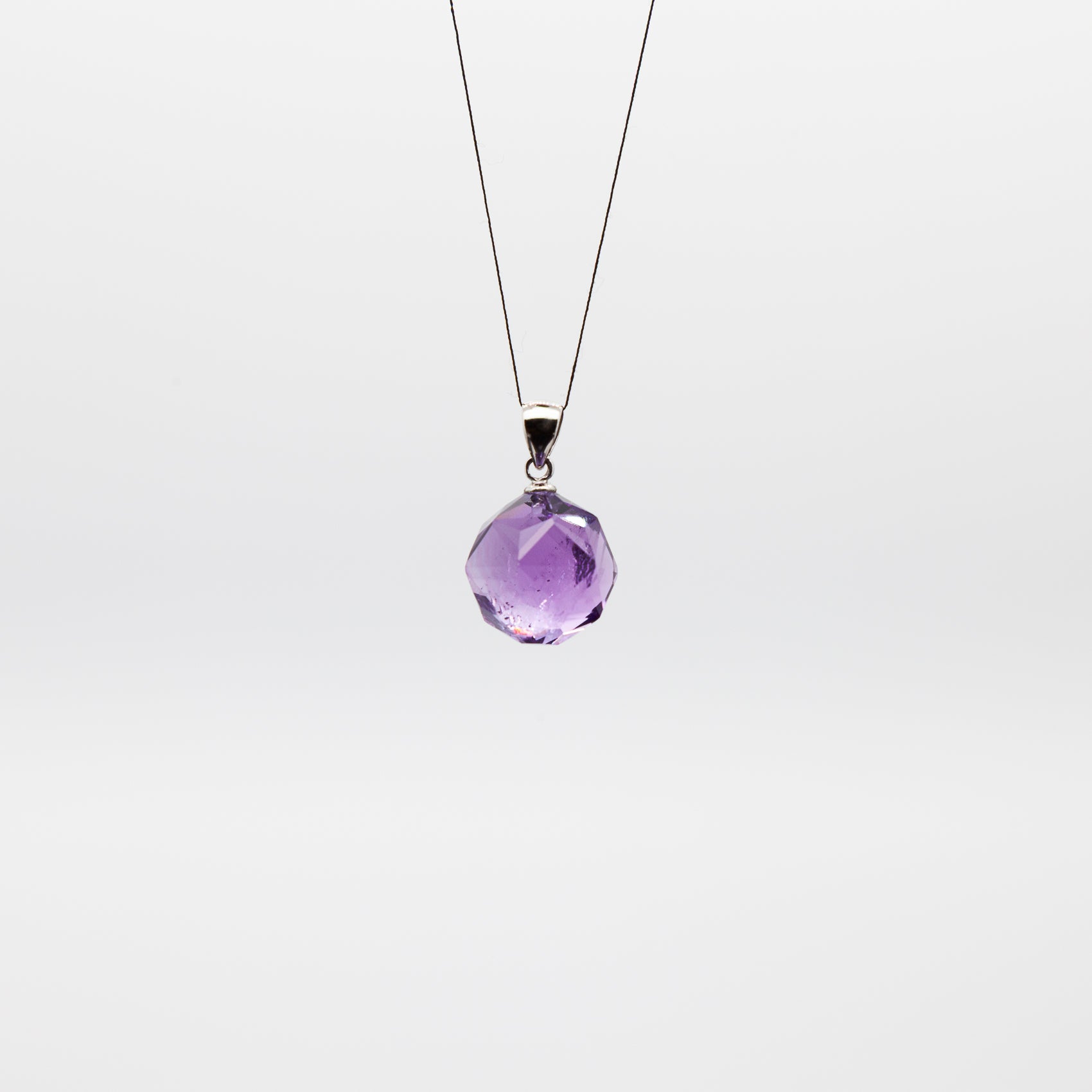 14mm | Star Cut Amethyst Pendant with Rhodium Plated Silver Bail