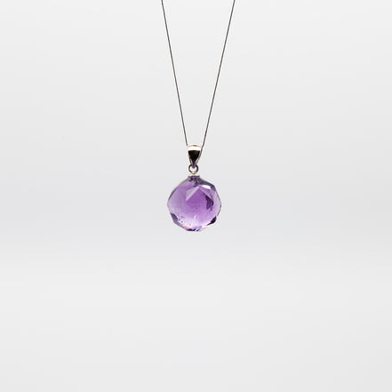 14mm | Star Cut Amethyst Pendant with Rhodium Plated Silver Bail