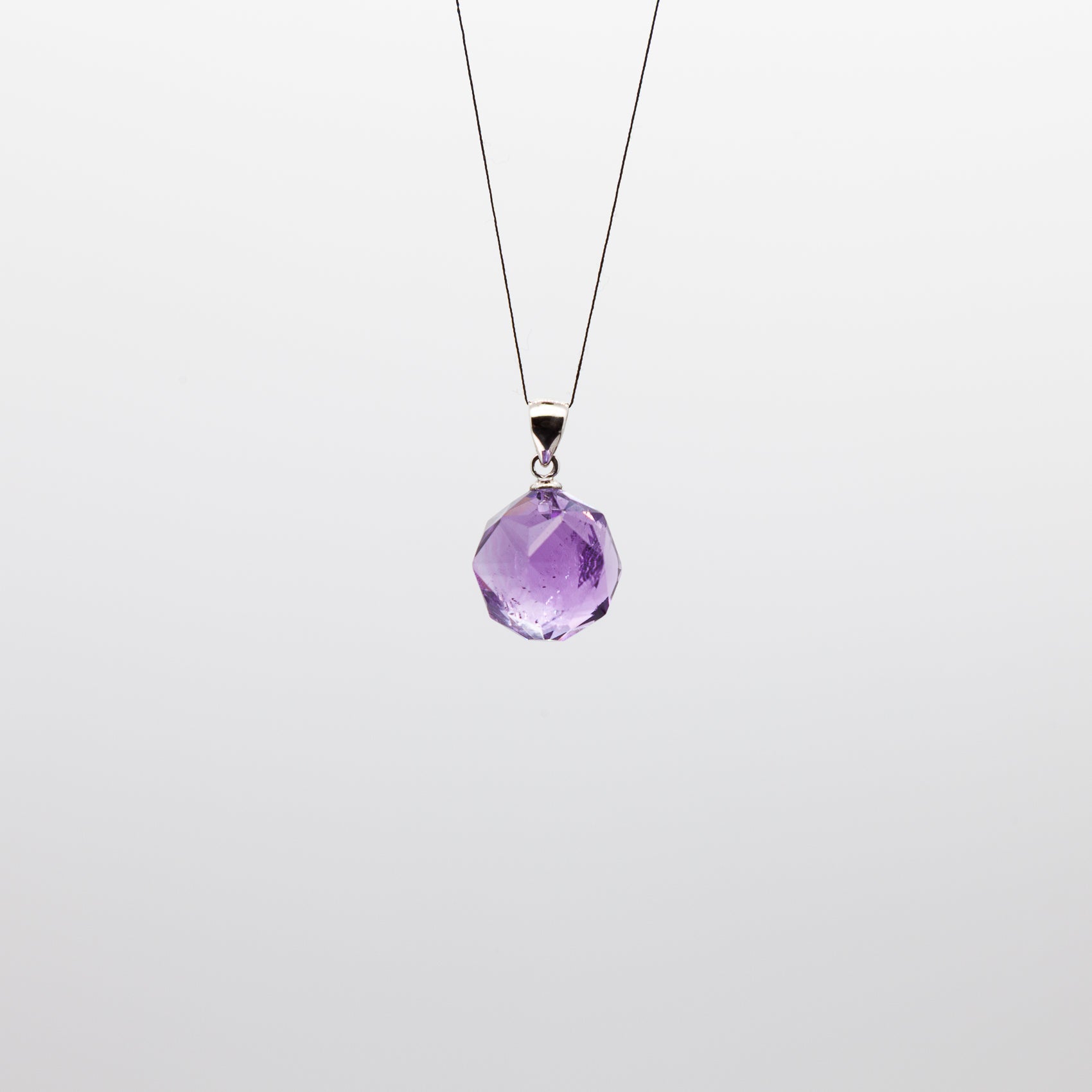 14mm | Star Cut Amethyst Pendant with Rhodium Plated Silver Bail