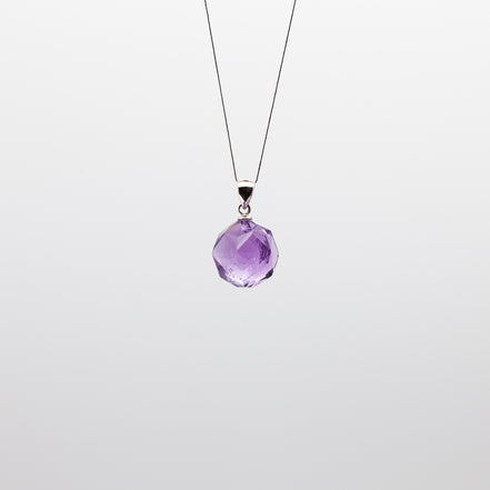 14mm | Star Cut Amethyst Pendant with Rhodium Plated Silver Bail