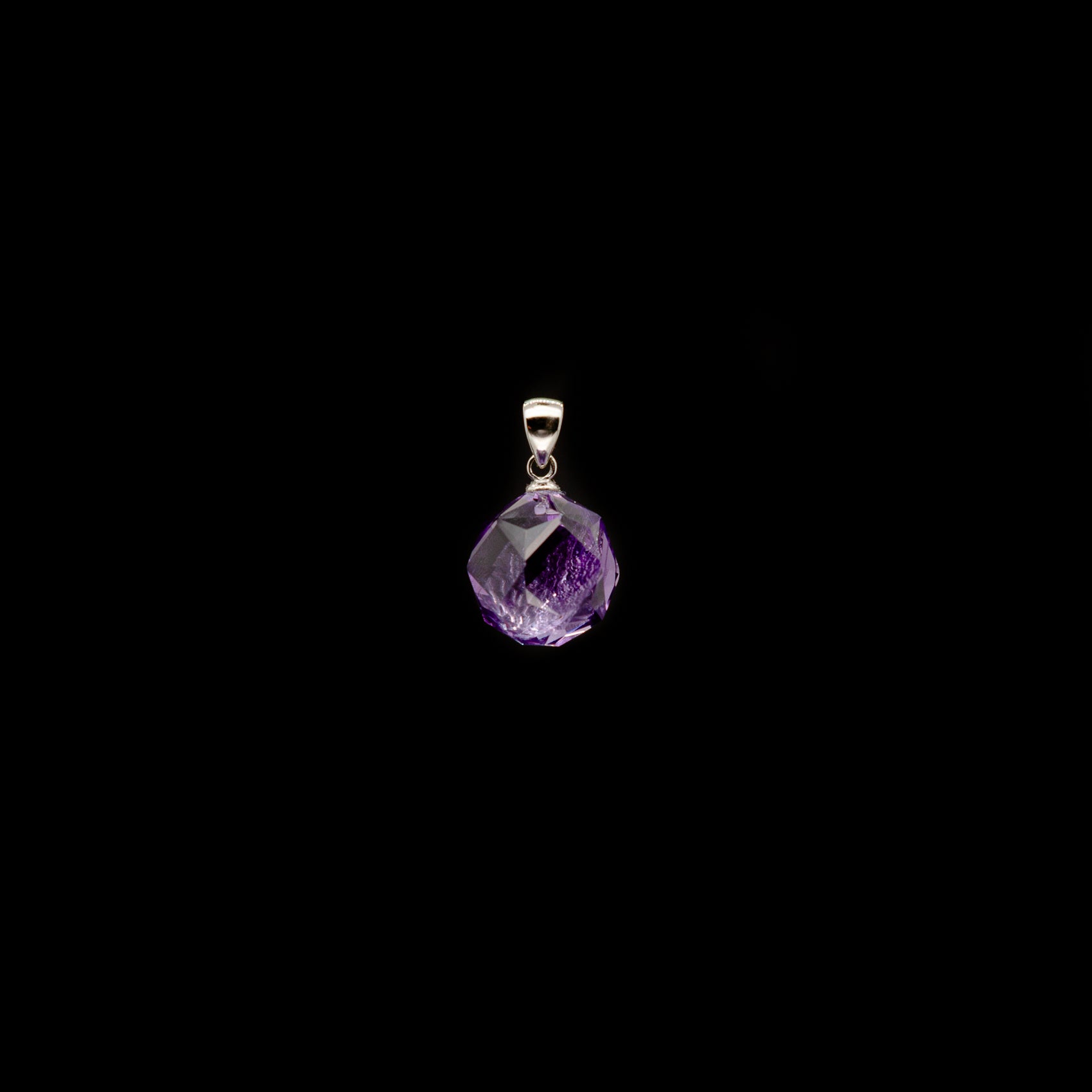 14mm | Star Cut Amethyst Pendant with Rhodium Plated Silver Bail