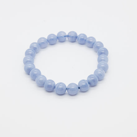 Serene Elegance: Blue Lace Agate Gemstone Bracelet | 8mm