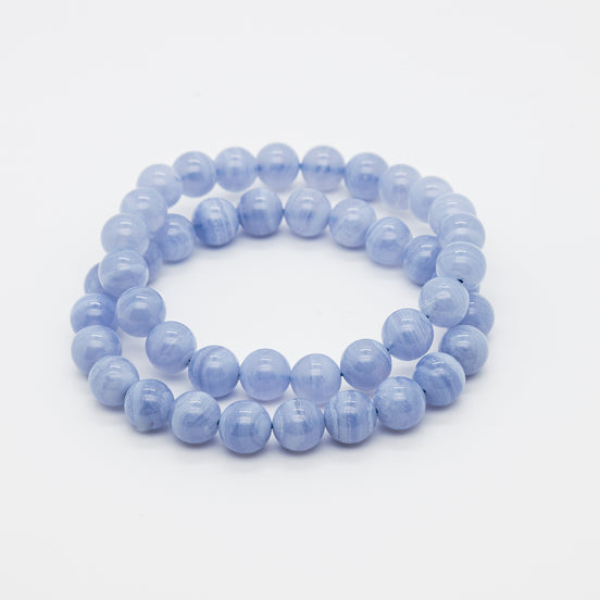 Serene Elegance: Blue Lace Agate Gemstone Bracelet | 8mm