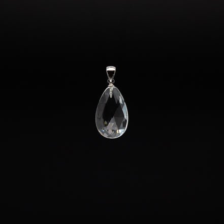 Crystal Clear Elegance | 13-20mm Drop Cut Pendant with Rhodium Plated Silver Bail
