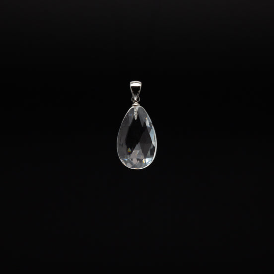 Crystal Clear Elegance | 13-20mm Drop Cut Pendant with Rhodium Plated Silver Bail