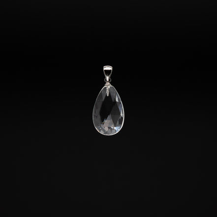 Crystal Clear Elegance | 13-20mm Drop Cut Pendant with Rhodium Plated Silver Bail