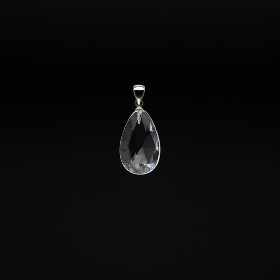 Crystal Clear Elegance | 13-20mm Drop Cut Pendant with Rhodium Plated Silver Bail