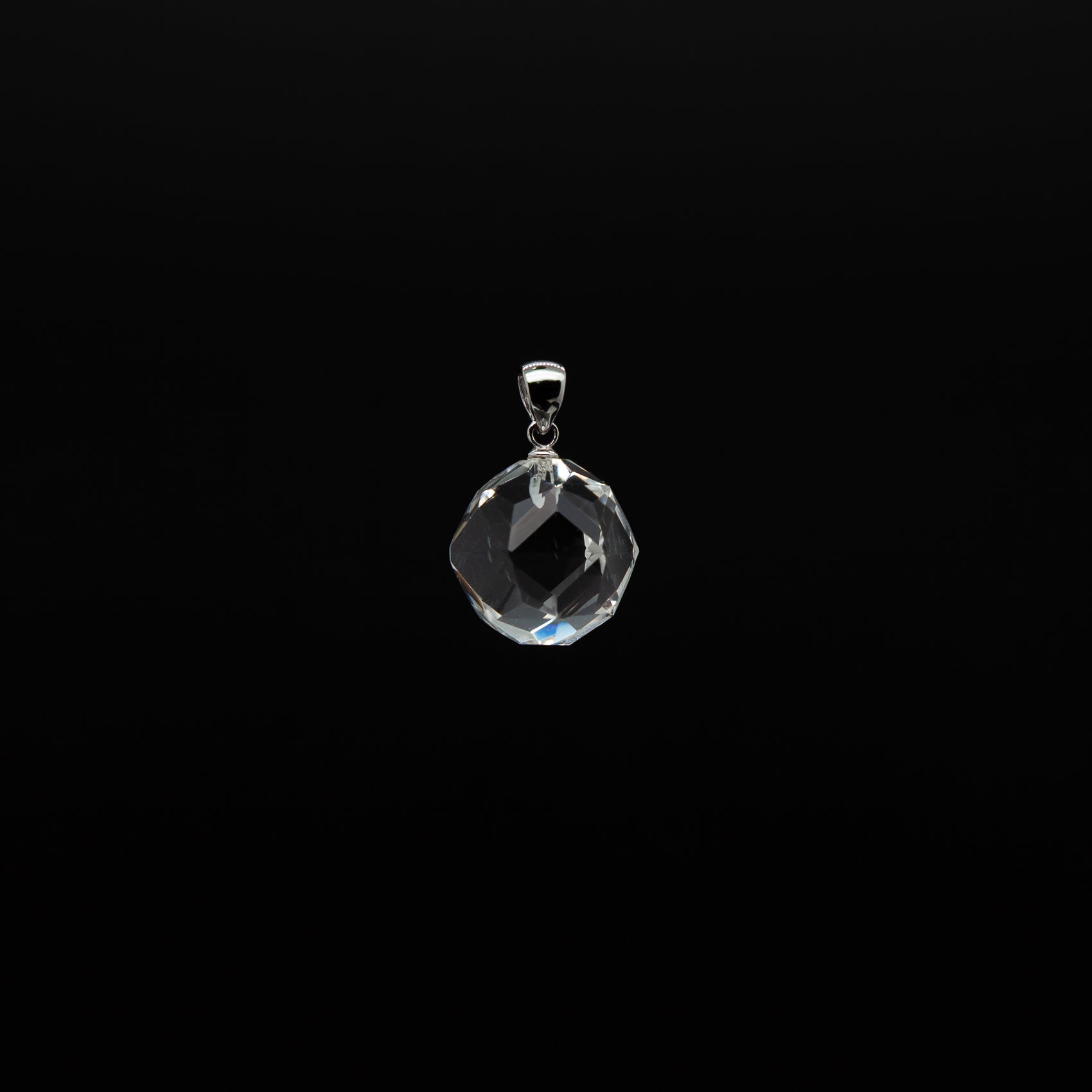 Dazzling Star Cut Crystal Pendant | 16mm Round with Rhodium Plated Silver Bail