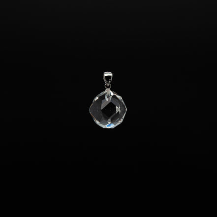 Dazzling Star Cut Crystal Pendant | 16mm Round with Rhodium Plated Silver Bail