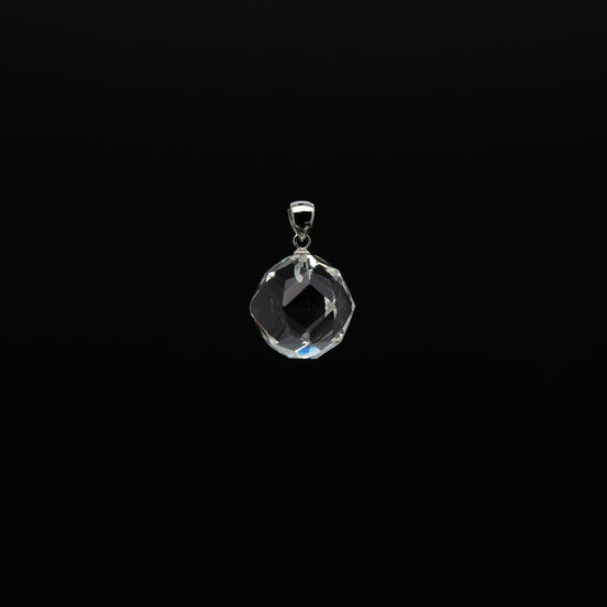 Dazzling Star Cut Crystal Pendant | 16mm Round with Rhodium Plated Silver Bail