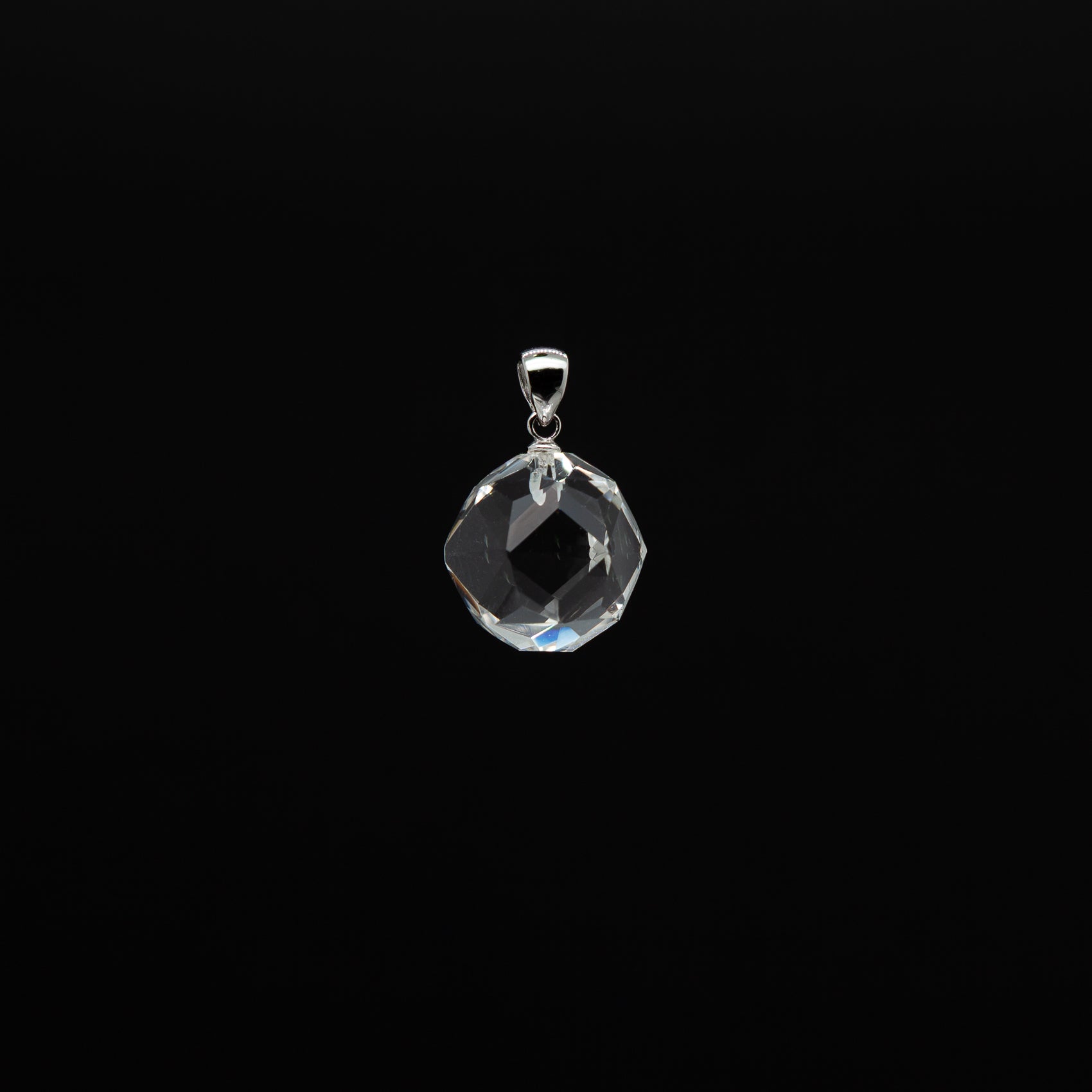 Dazzling Star Cut Crystal Pendant | 16mm Round with Rhodium Plated Silver Bail