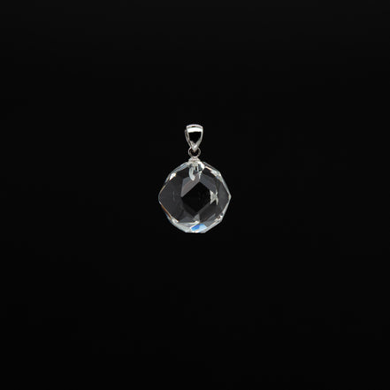 Dazzling Star Cut Crystal Pendant | 16mm Round with Rhodium Plated Silver Bail