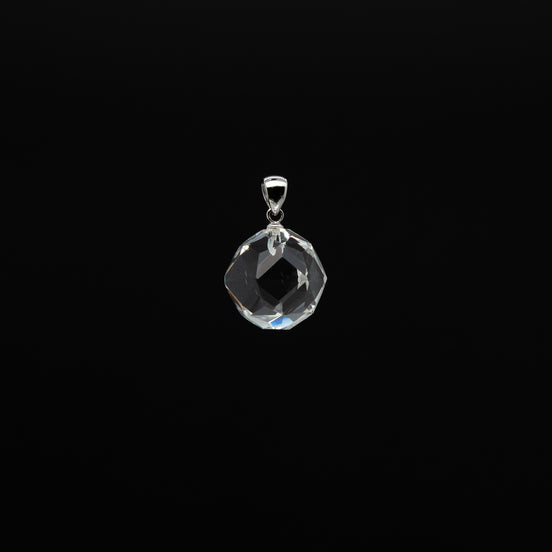 Dazzling Star Cut Crystal Pendant | 16mm Round with Rhodium Plated Silver Bail