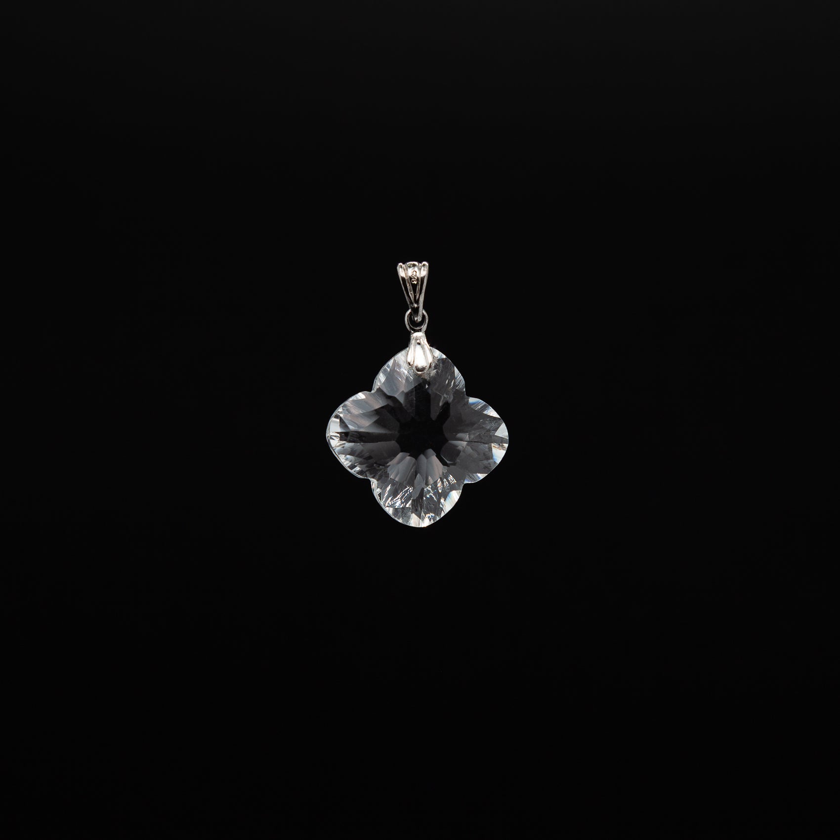 The Lumina 22mm Square Star Cut Crystal Pendant with Rhodium Plated Bail