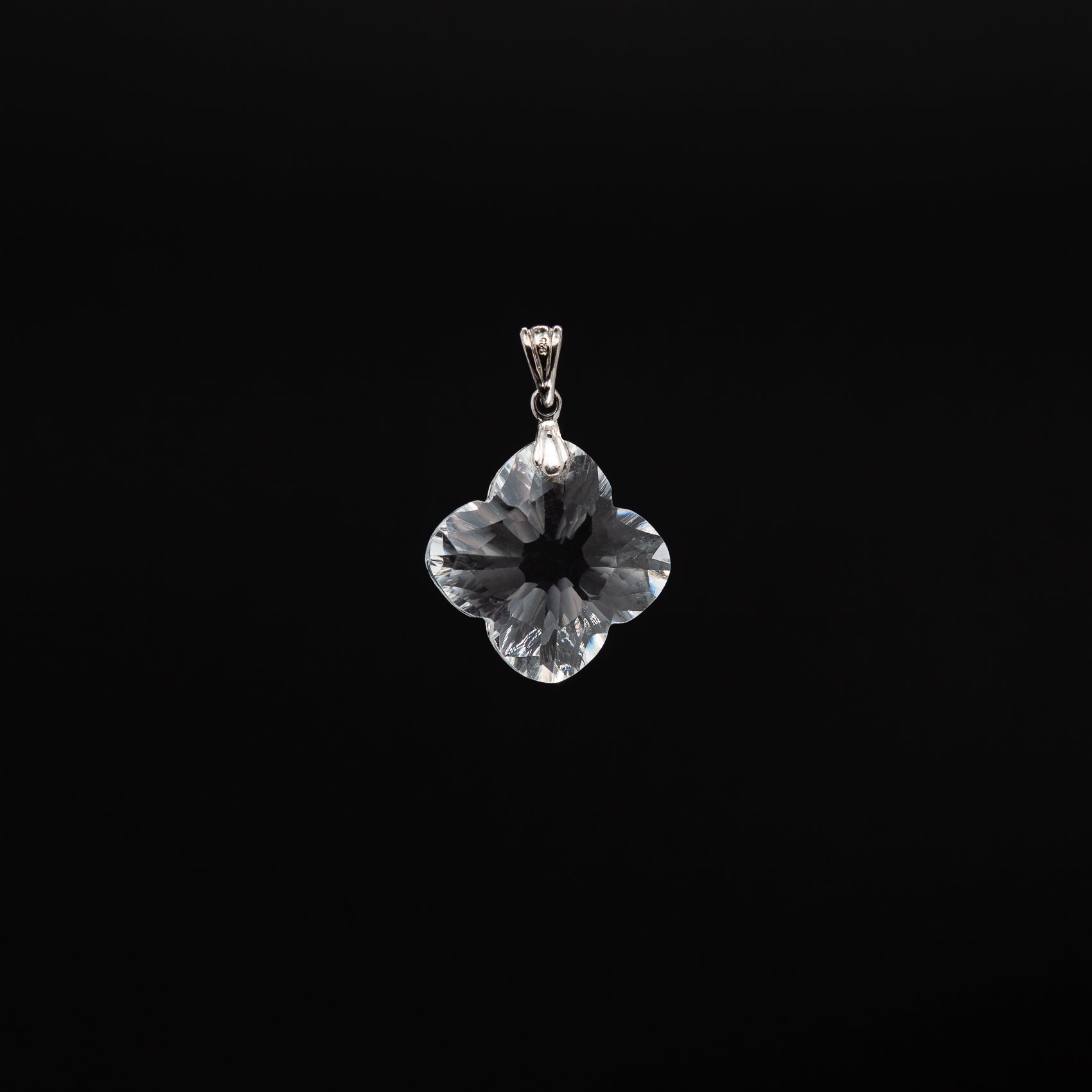 The Lumina 22mm Square Star Cut Crystal Pendant with Rhodium Plated Bail