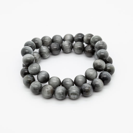 Eagle Eye Stone Bracelet - 10mm Round Beads for Clarity & Protection