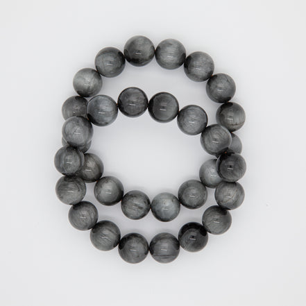 Eagle Eye Stone Bracelet - 12mm Round Beads for Clarity & Protection