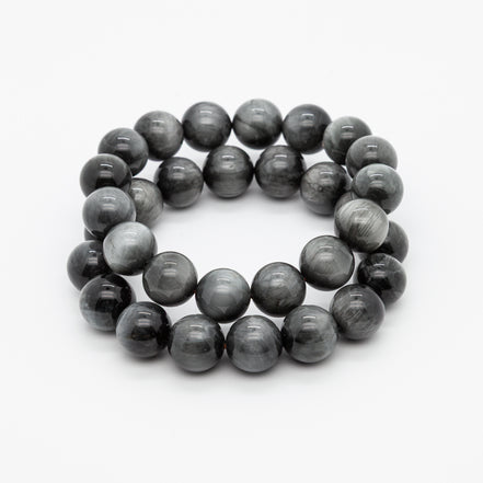 Eagle Eye Stone Bracelet - 12mm Round Beads for Clarity & Protection