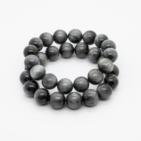 Eagle Eye Stone Bracelet - 12mm Round Beads for Clarity & Protection