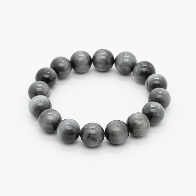 Eagle Eye Stone Bracelet - 12mm Round Beads for Clarity & Protection