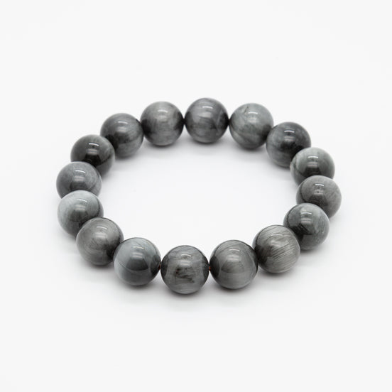 Eagle Eye Stone Bracelet - 12mm Round Beads for Clarity & Protection