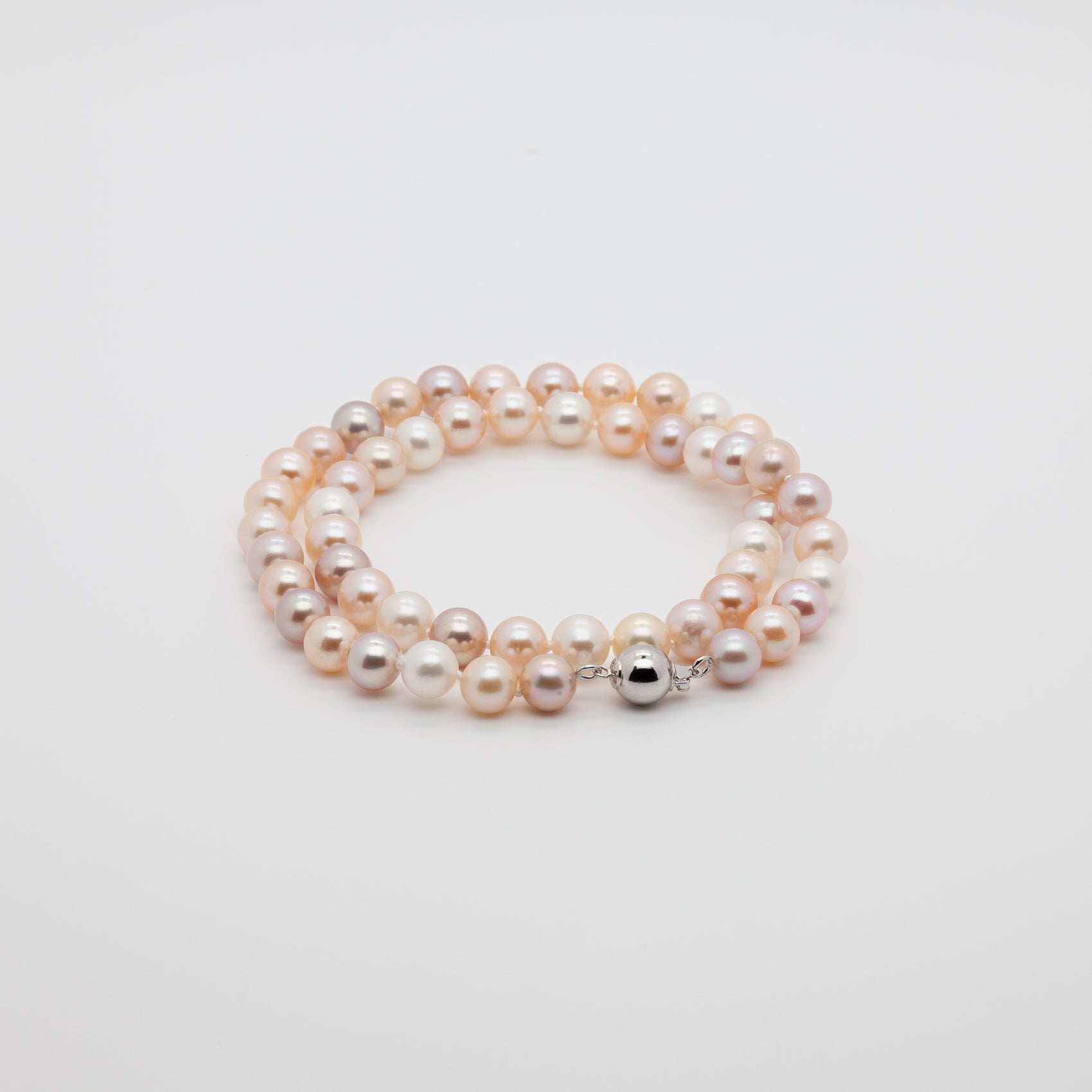 7.5-8mm | The Iridescent Glow Multi natural Light Color-Pearl Necklace | Where Modern Design Meets Natural Beauty