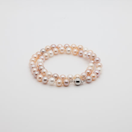 7.5-8mm | The Iridescent Glow Multi natural Light Color-Pearl Necklace | Where Modern Design Meets Natural Beauty