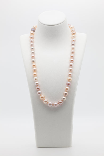 Our Multi-Natural Light Color Freshwater Pearl Necklace | 8-10mm Round Shape