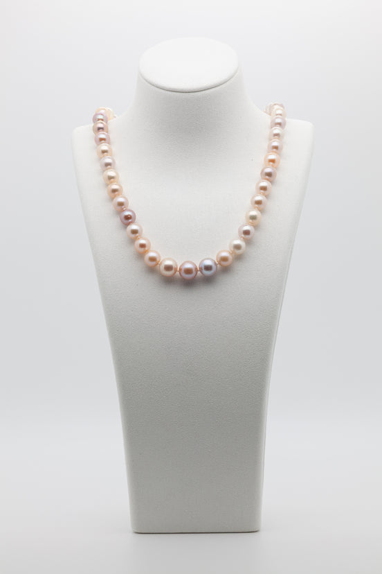Our Multi-Natural Light Color Freshwater Pearl Necklace | 8-10mm Round Shape