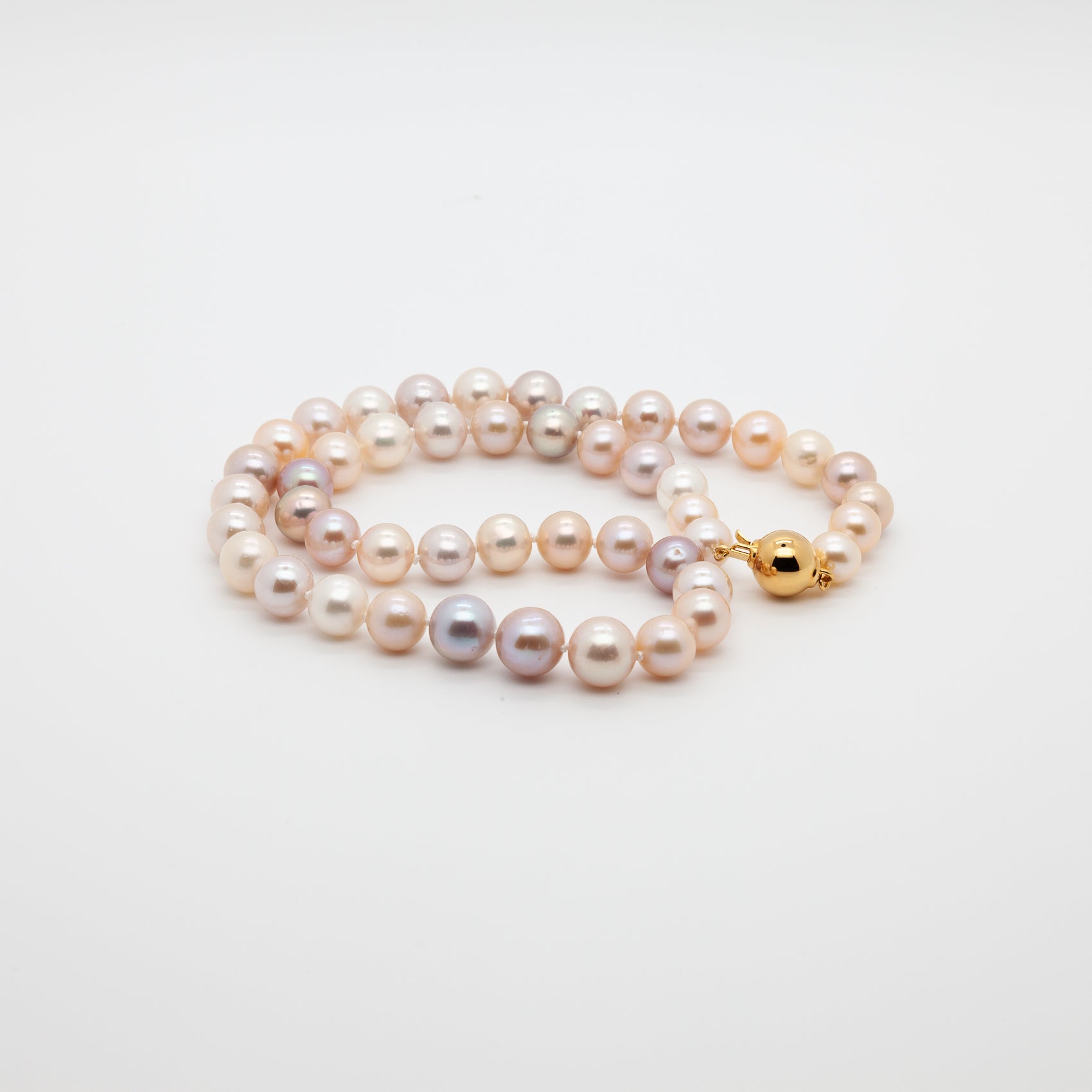 Our Multi-Natural Light Color Freshwater Pearl Necklace | 8-10mm Round Shape