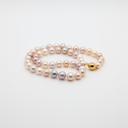 Our Multi-Natural Light Color Freshwater Pearl Necklace | 8-10mm Round Shape