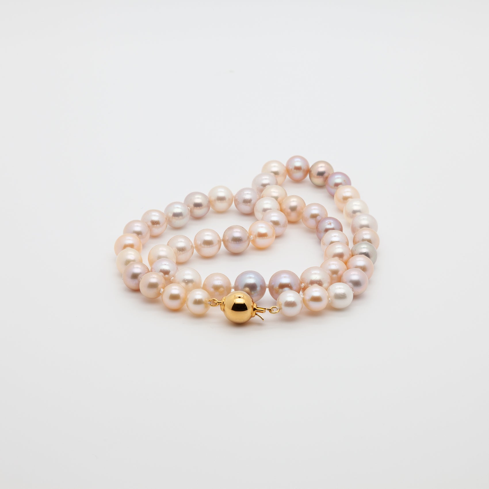 Our Multi-Natural Light Color Freshwater Pearl Necklace | 8-10mm Round Shape