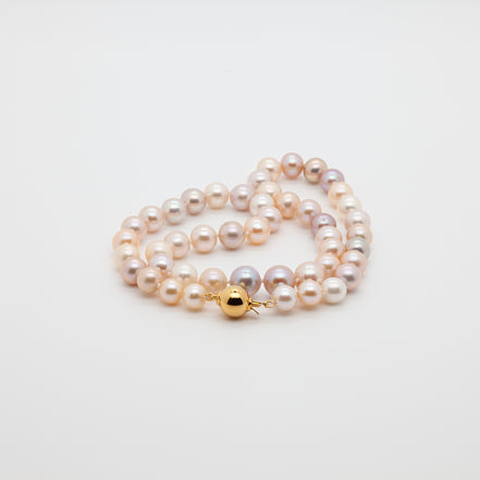 Our Multi-Natural Light Color Freshwater Pearl Necklace | 8-10mm Round Shape