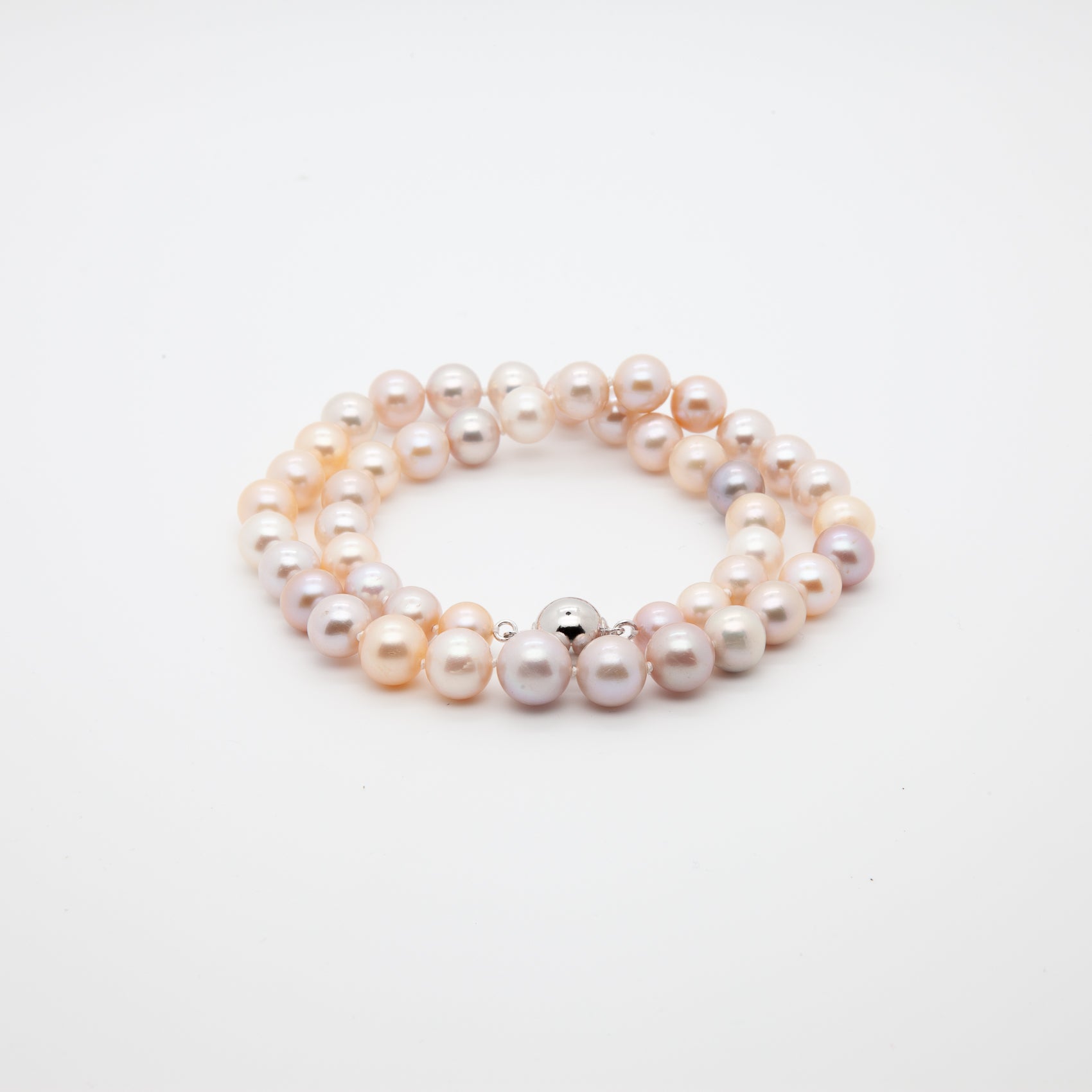 Our Multi-Natural Light Color Freshwater Pearl Necklace | 8-10mm Round Shape