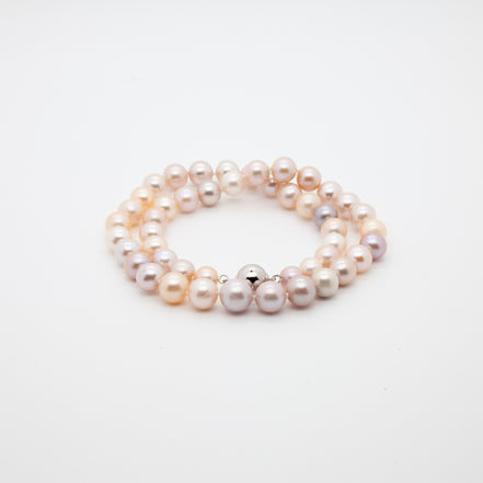 Our Multi-Natural Light Color Freshwater Pearl Necklace | 8-10mm Round Shape