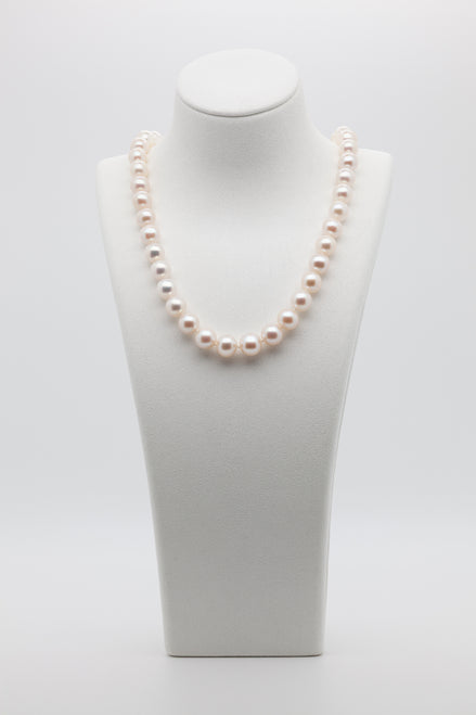 8-10mm | Eternal Elegance | Classic White Freshwater Pearl Necklace | Ball Clasp