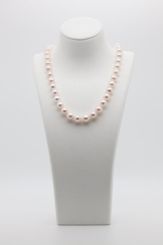 8-10mm | Eternal Elegance | Classic White Freshwater Pearl Necklace | Ball Clasp
