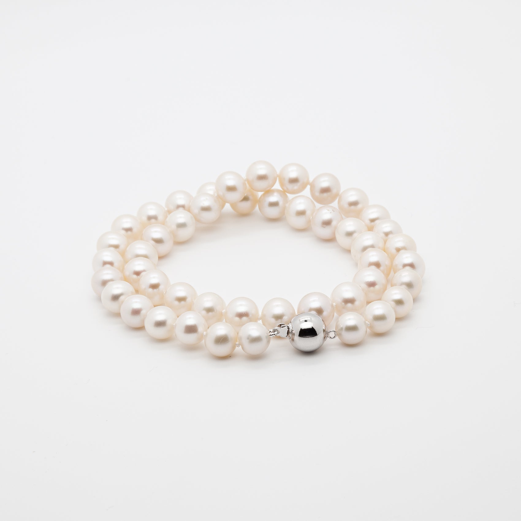 8-10mm | Eternal Elegance | Classic White Freshwater Pearl Necklace | Ball Clasp