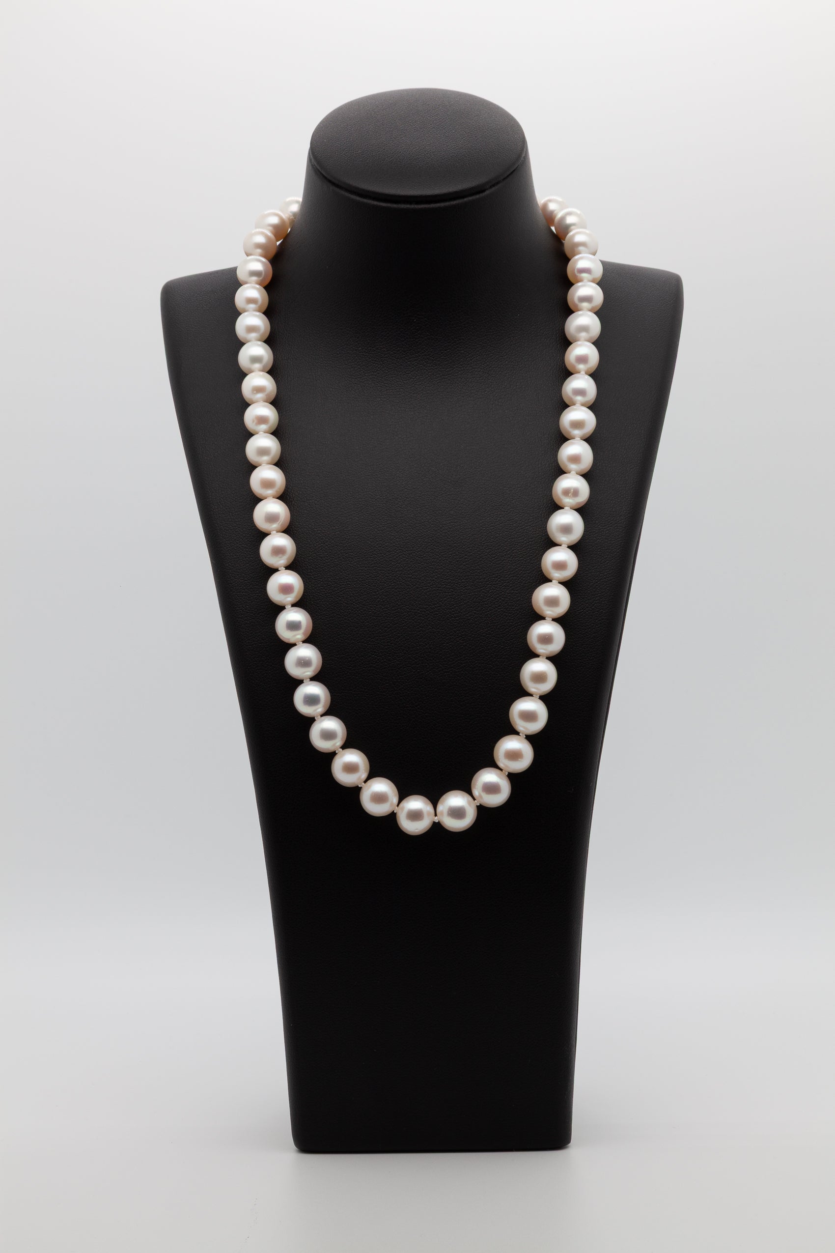 8-10mm | Eternal Elegance | Classic White Freshwater Pearl Necklace | Bean Clasp