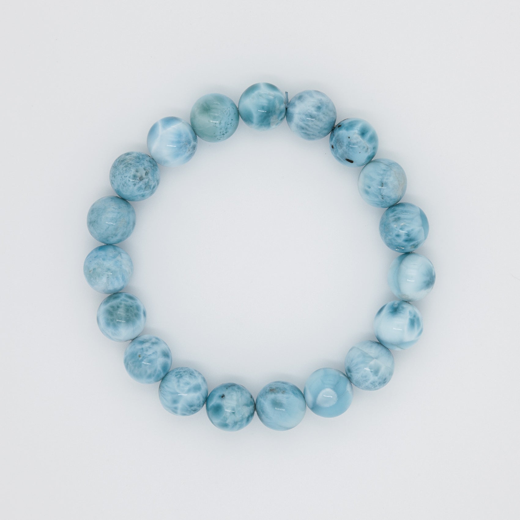 Serenity Stone Bracelet| Caribbean Blue Larimar | 11mm Beads
