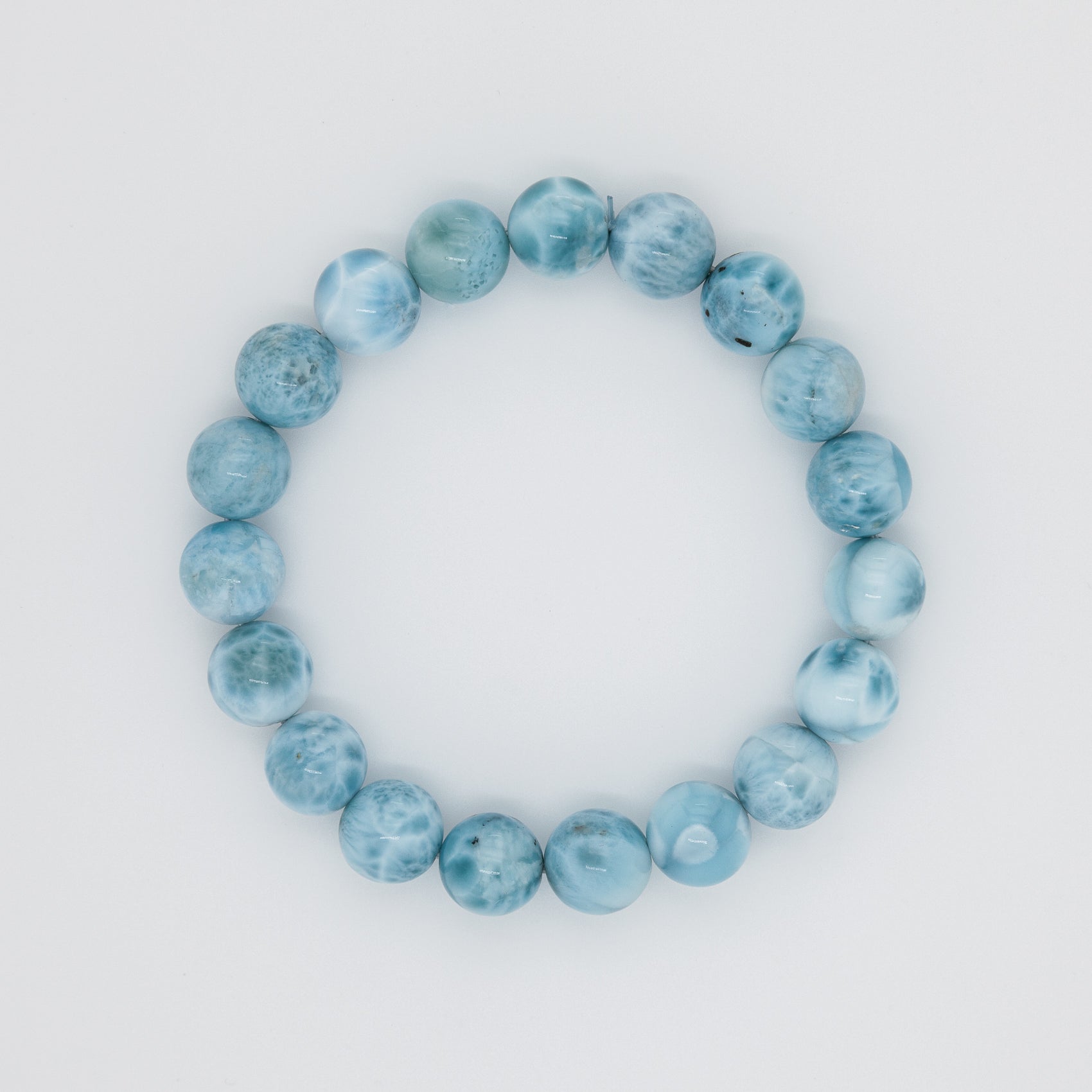 Serenity Stone Bracelet| Caribbean Blue Larimar | 11mm Beads