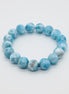 Serenity Stone Bracelet| Caribbean Blue Larimar | 12mm Beads