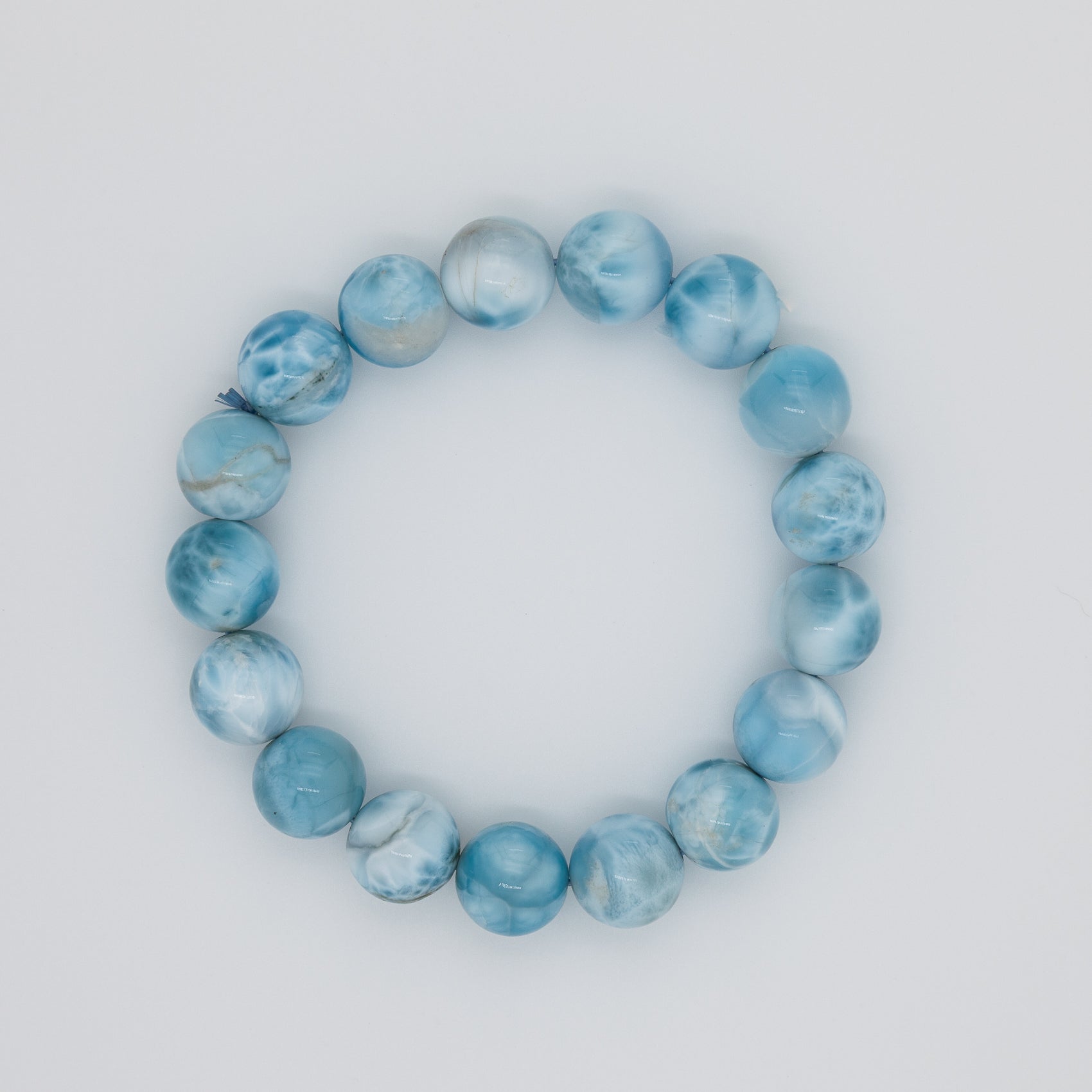 Serenity Stone Bracelet| Caribbean Blue Larimar | 12mm Beads