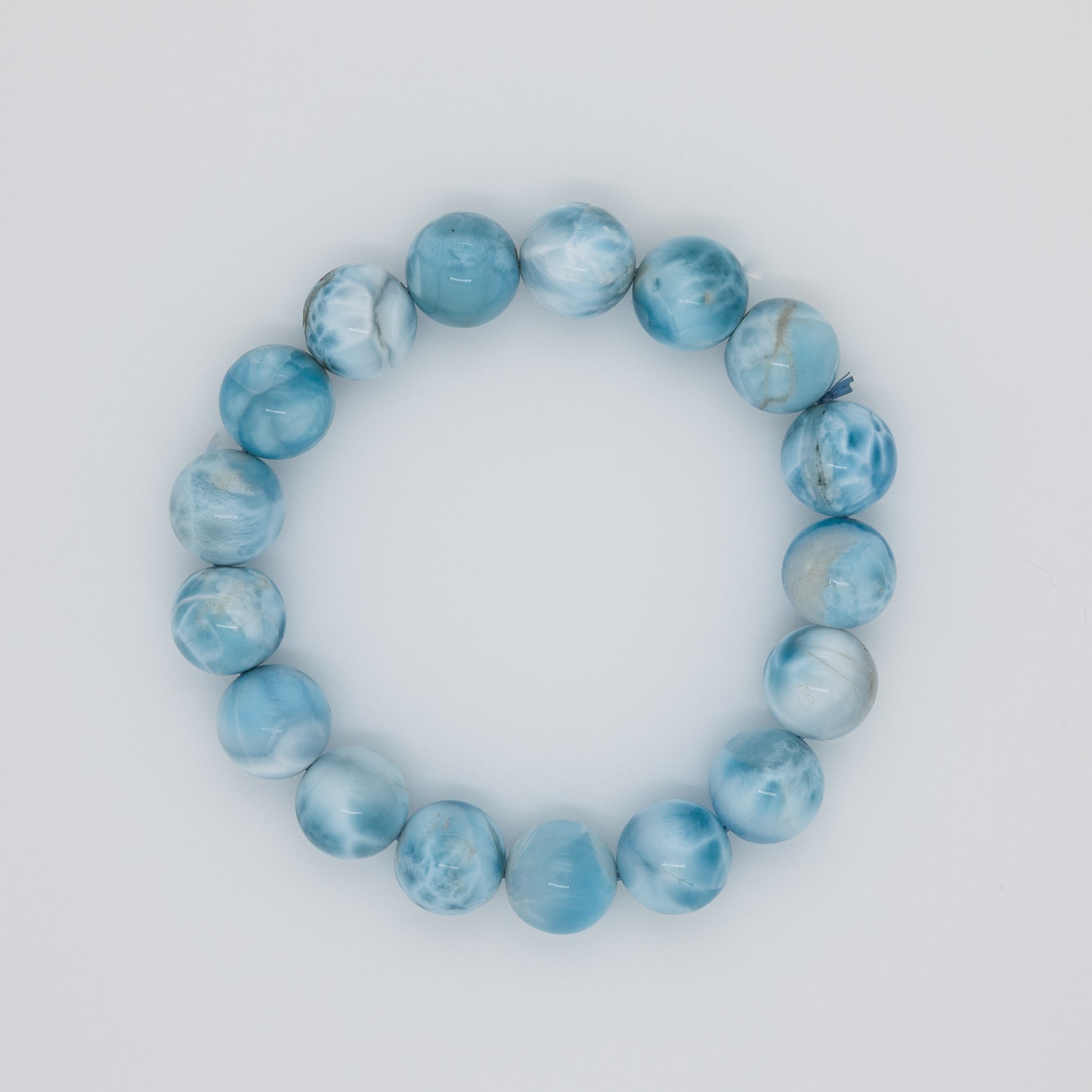 Serenity Stone Bracelet| Caribbean Blue Larimar | 12mm Beads