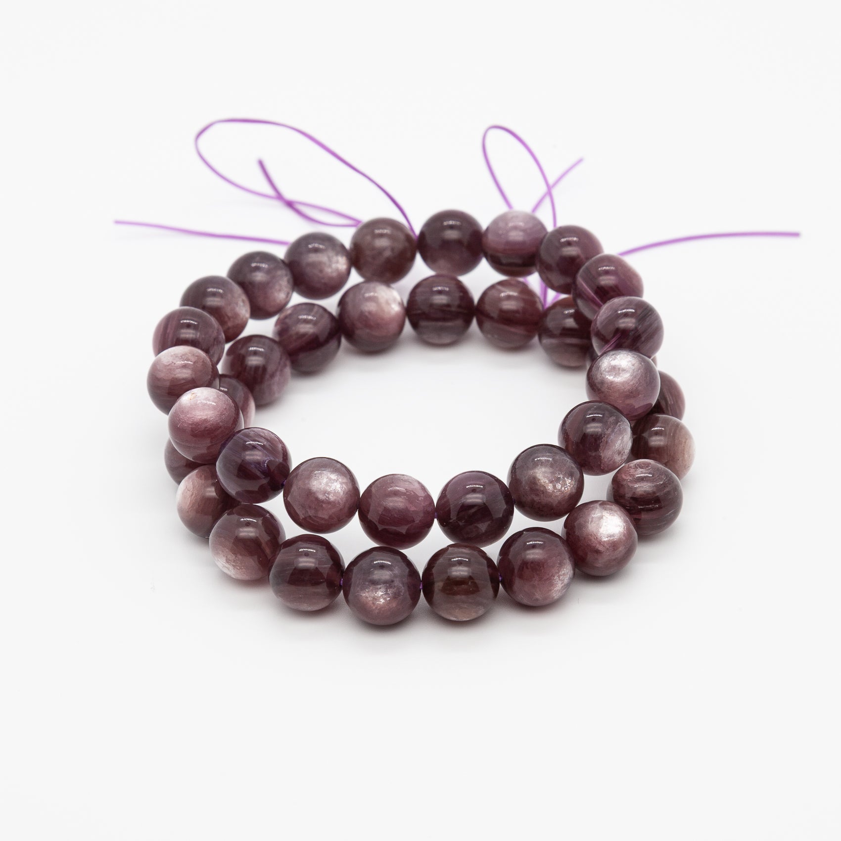 Mica Purple Gemstone Bracelet | 10mm Round Beads