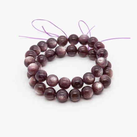 Mica Purple Gemstone Bracelet | 10mm Round Beads
