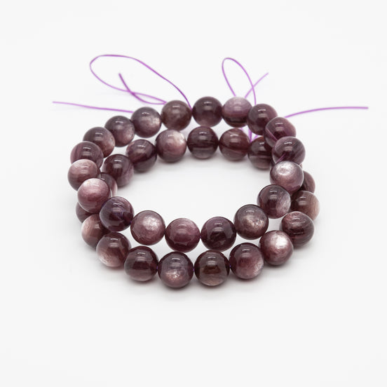 Mica Purple Gemstone Bracelet | 10mm Round Beads
