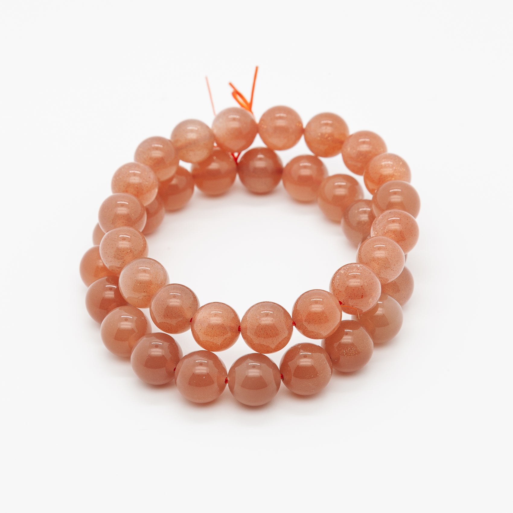 Dark Shade Orange Moonstone Bracelet | 10mm Round Beads