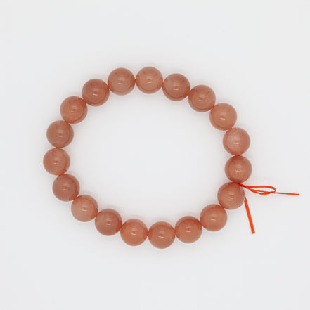Dark Shade Orange Moonstone Bracelet | 10mm Round Beads